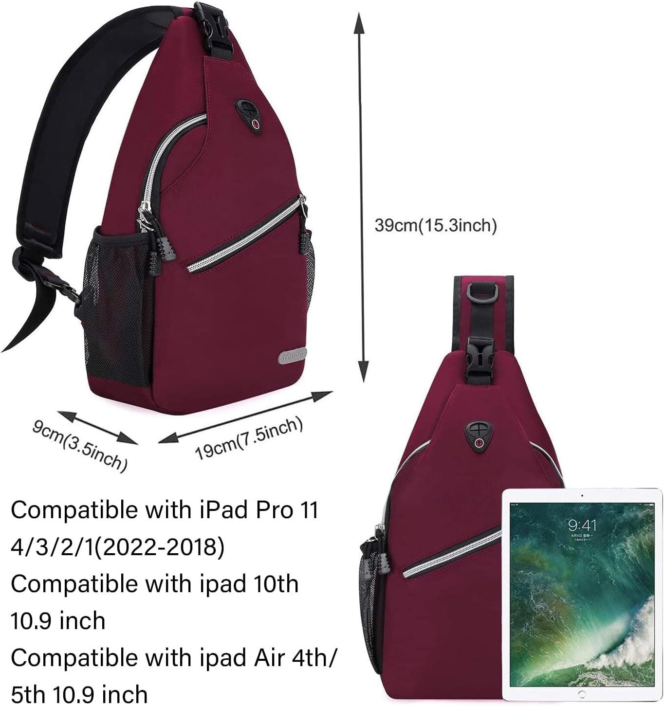imageMOSISO Sling Backpack Multipurpose Crossbody Shoulder Bag Travel Hiking DaypackWine Red