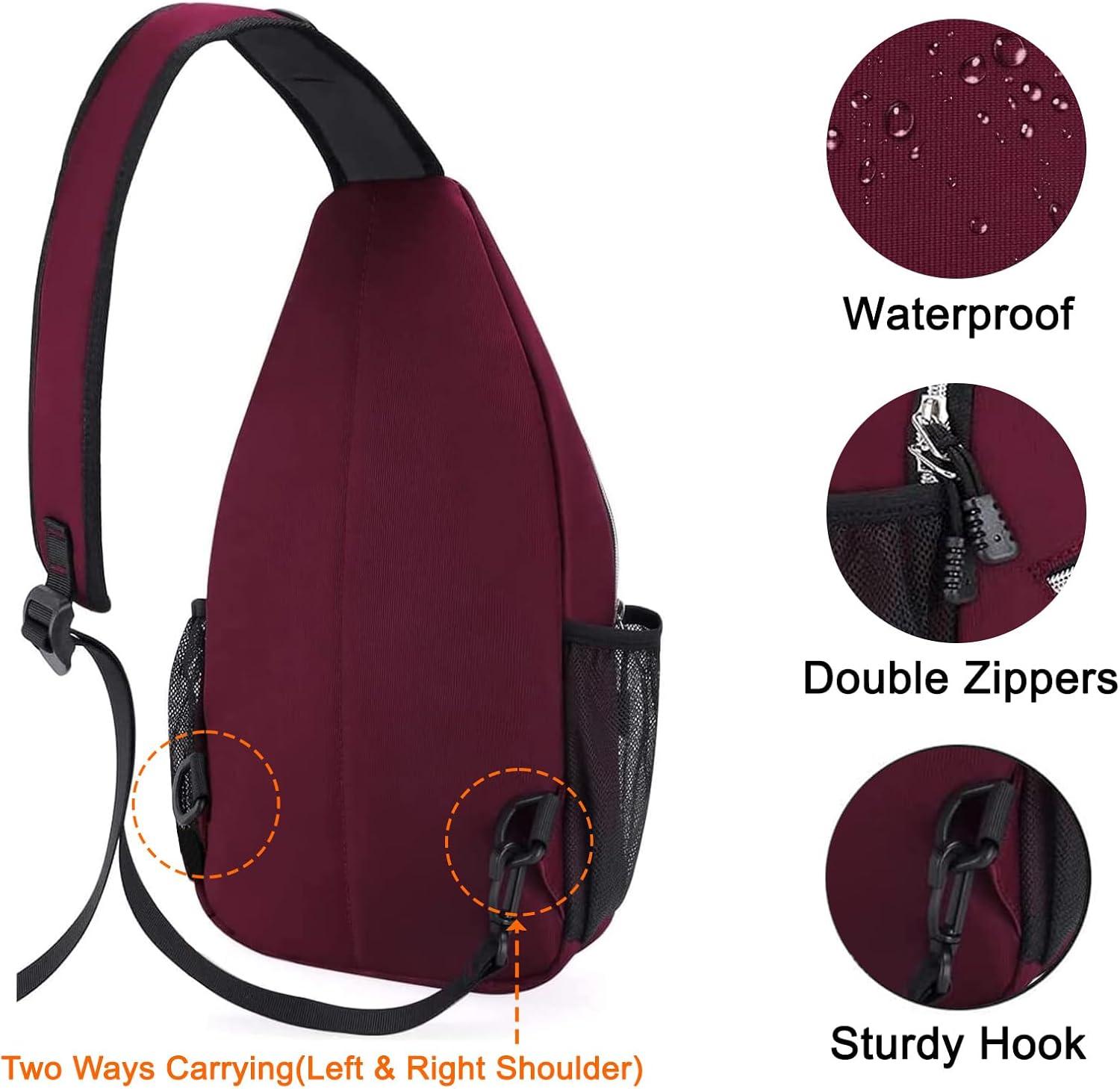 imageMOSISO Sling Backpack Multipurpose Crossbody Shoulder Bag Travel Hiking DaypackWine Red