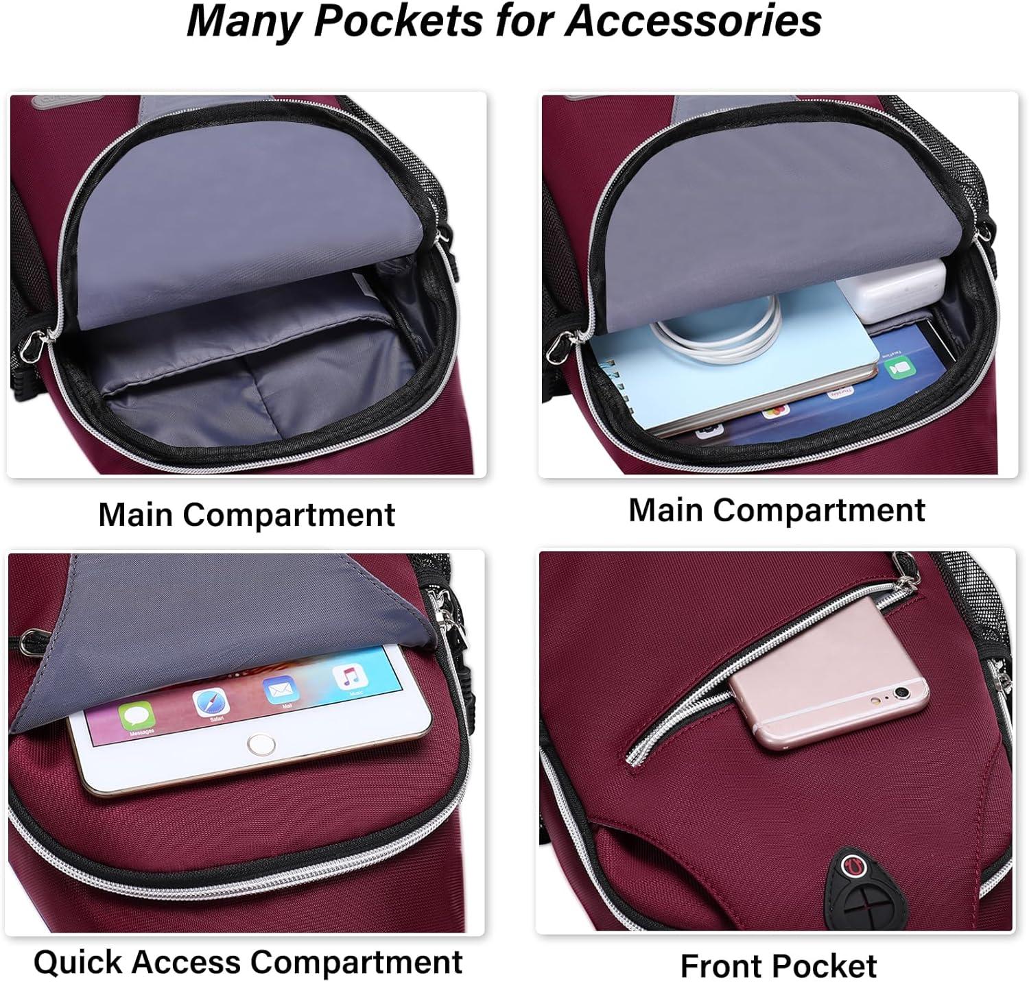 imageMOSISO Sling Backpack Multipurpose Crossbody Shoulder Bag Travel Hiking DaypackWine Red