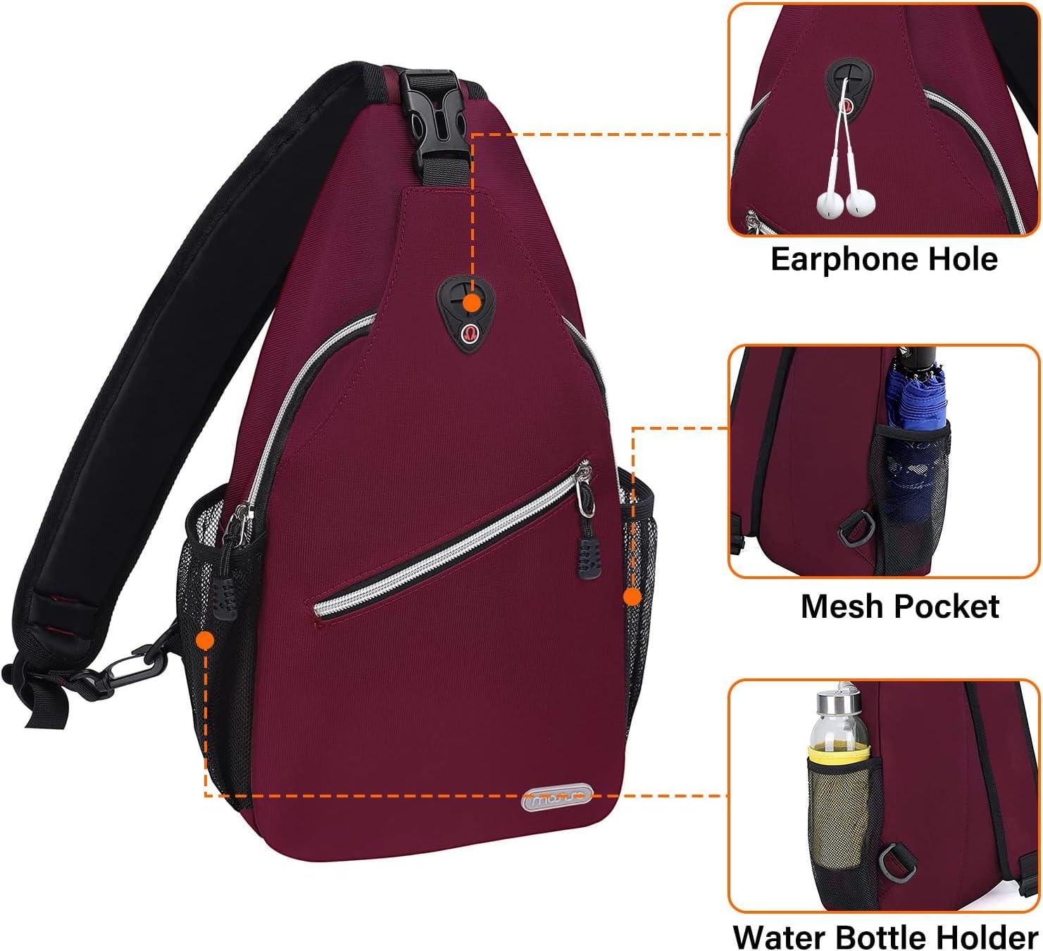 imageMOSISO Sling Backpack Multipurpose Crossbody Shoulder Bag Travel Hiking DaypackWine Red
