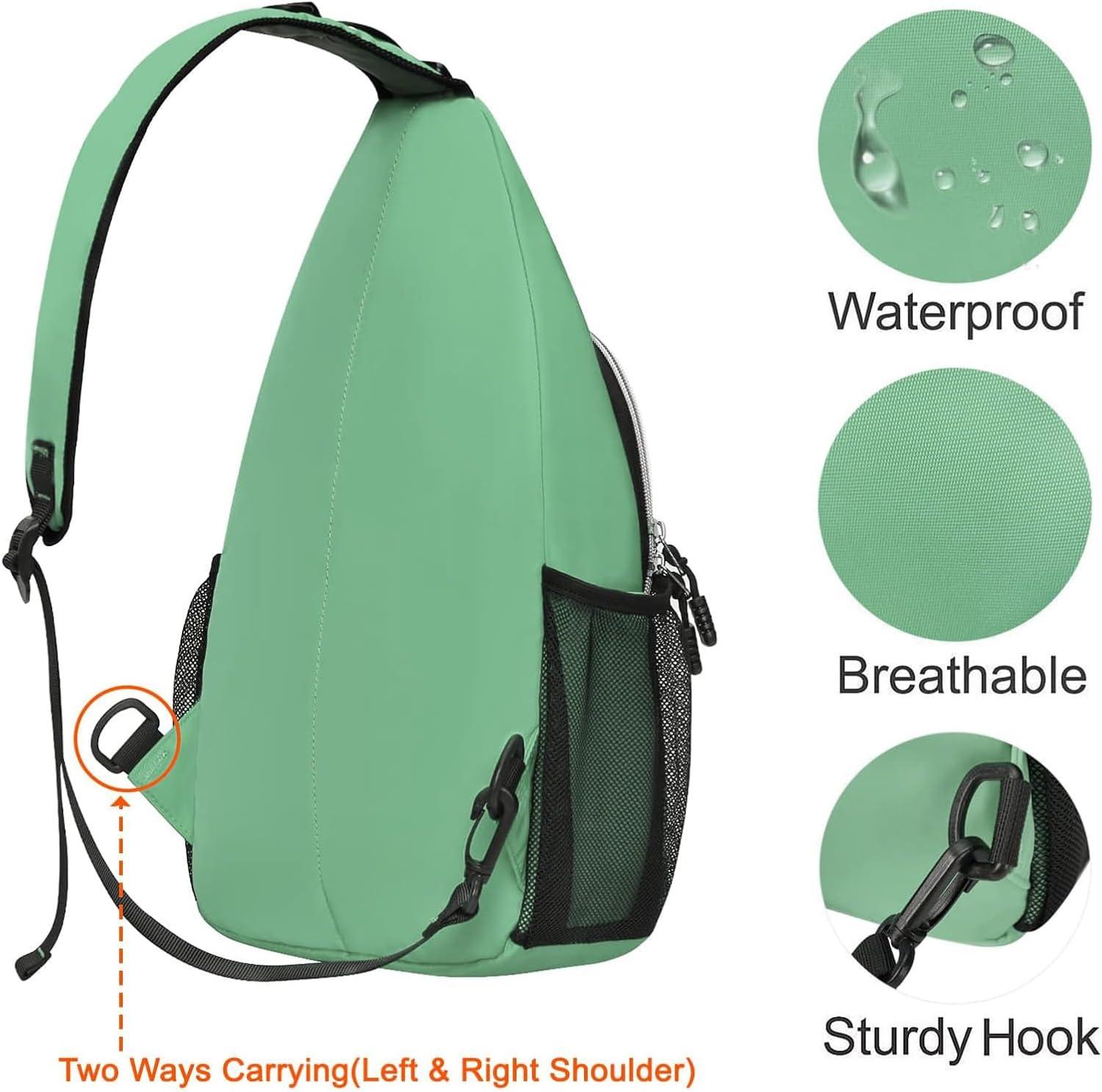 imageMOSISO Sling Backpack Multipurpose Crossbody Shoulder Bag Travel Hiking DaypackWllow Green
