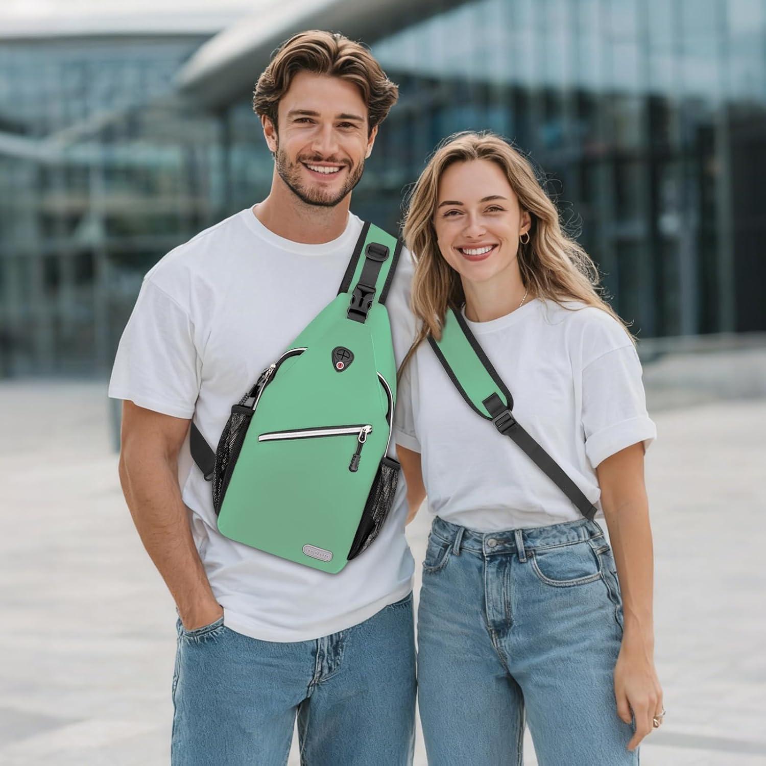 imageMOSISO Sling Backpack Multipurpose Crossbody Shoulder Bag Travel Hiking DaypackWllow Green
