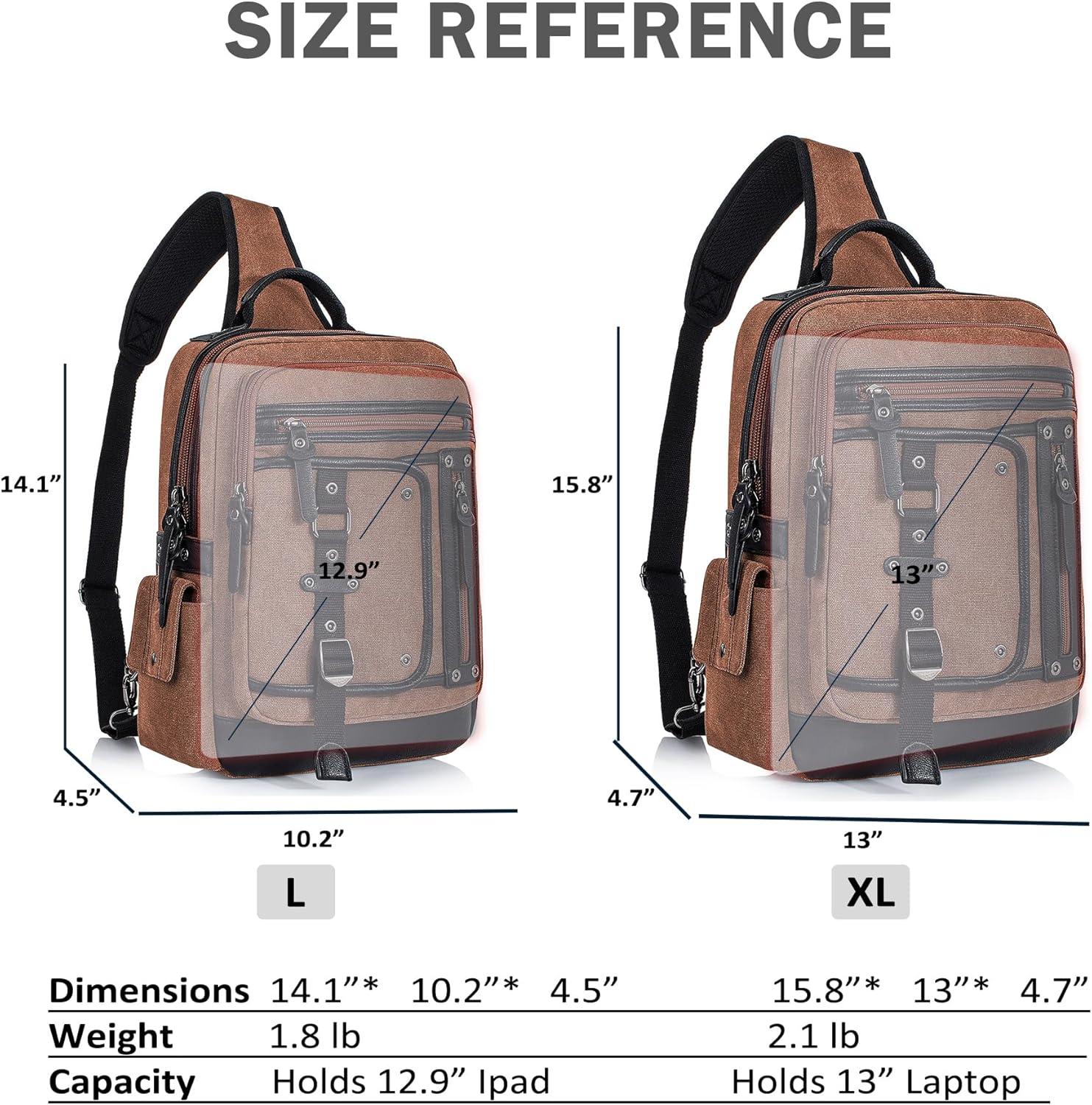 imageSchkleier Messenger Bag for Men Canvas Sling Bag Crossbody Backpack Laptop Shoulder Bag Hiking Daypacks Casual TacticalBrown