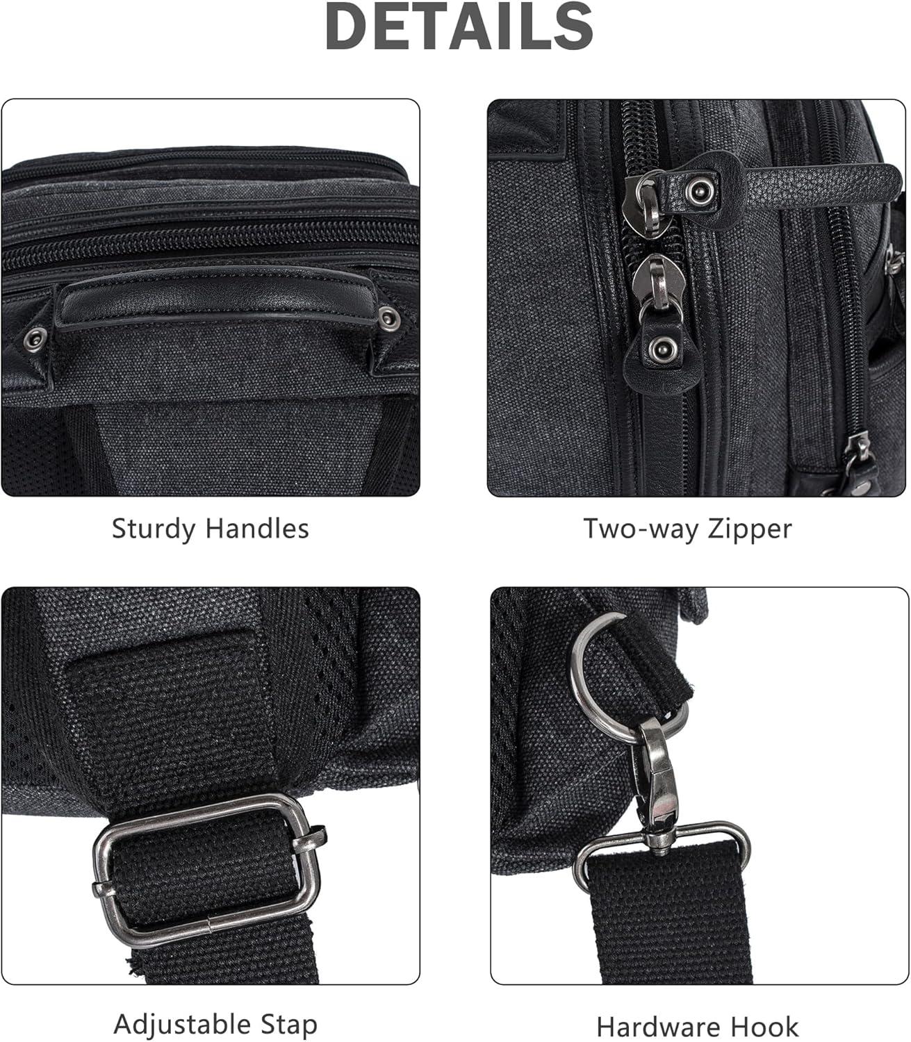 imageSchkleier Messenger Bag for Men Canvas Sling Bag Crossbody Backpack Laptop Shoulder Bag Hiking Daypacks Casual TacticalDark Blue
