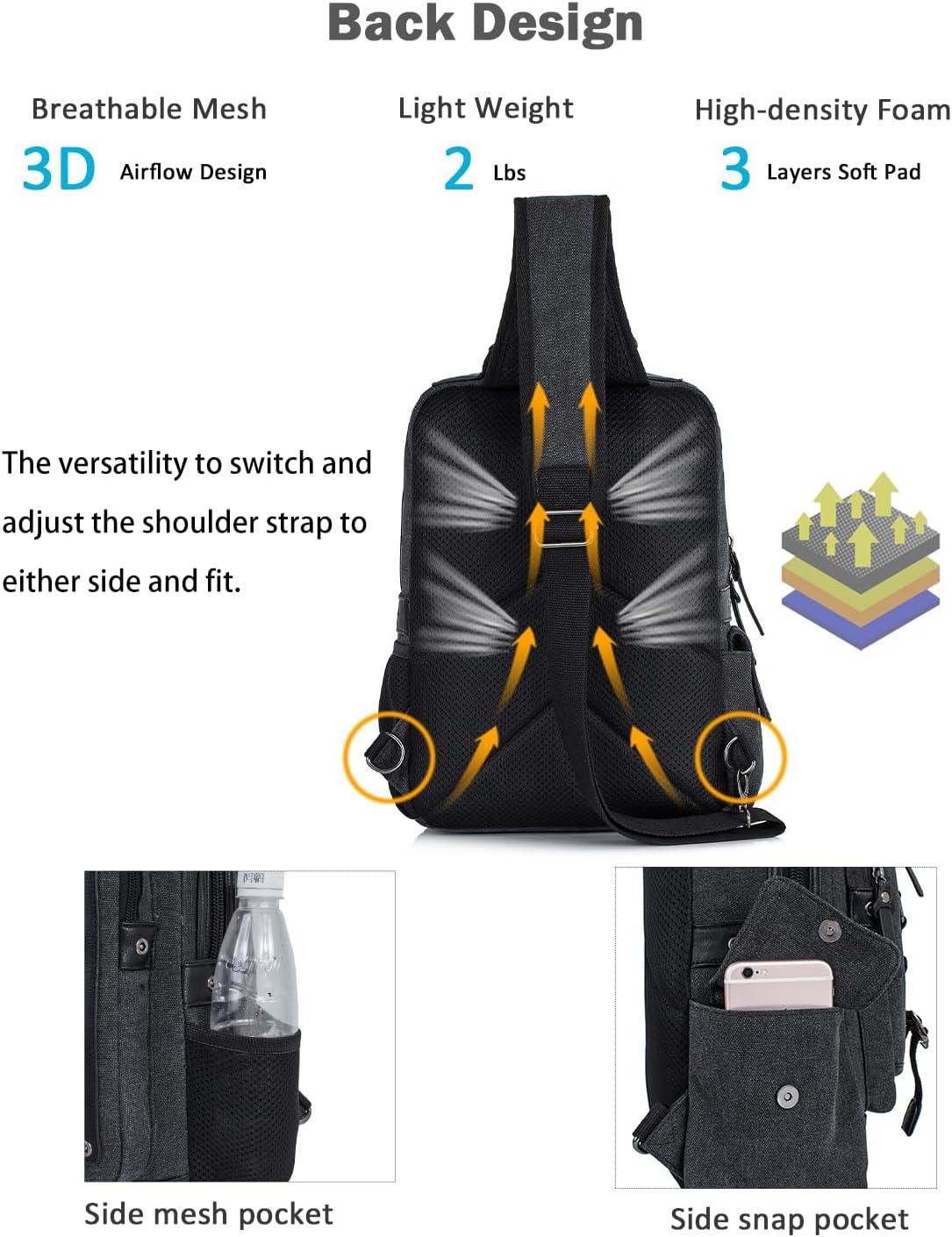 imageSchkleier Messenger Bag for Men Canvas Sling Bag Crossbody Backpack Laptop Shoulder Bag Hiking Daypacks Casual TacticalDark Blue