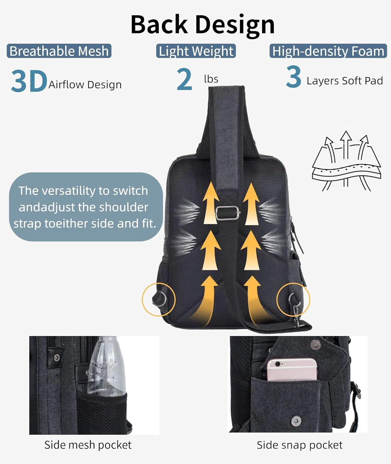 imageSchkleier Messenger Bag for Men Canvas Sling Bag Crossbody Backpack Laptop Shoulder Bag Hiking Daypacks Casual TacticalNavy Blue
