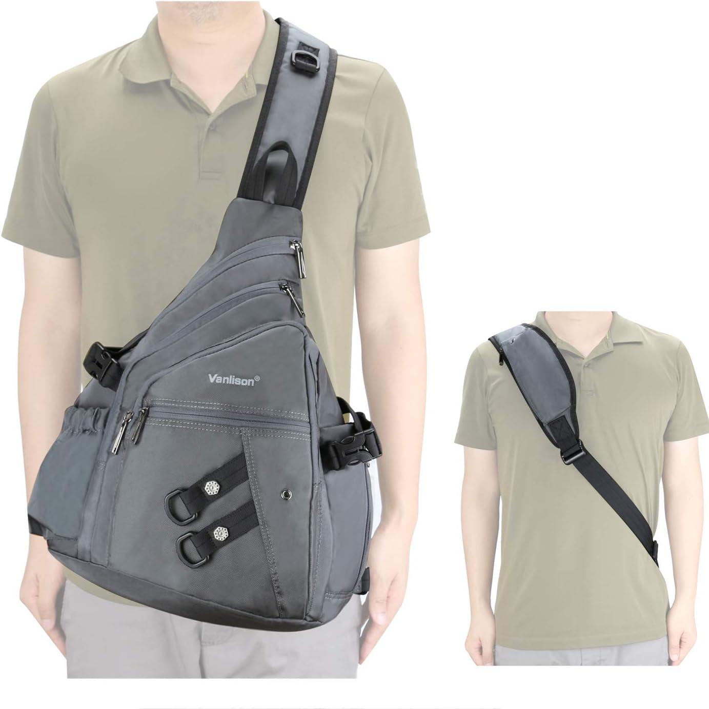 imageSling Backpacks Sling Chest Bags Shoulder Crossbody Bags for Men Women Outdoor Travel Walking Dog Running BagLargegray