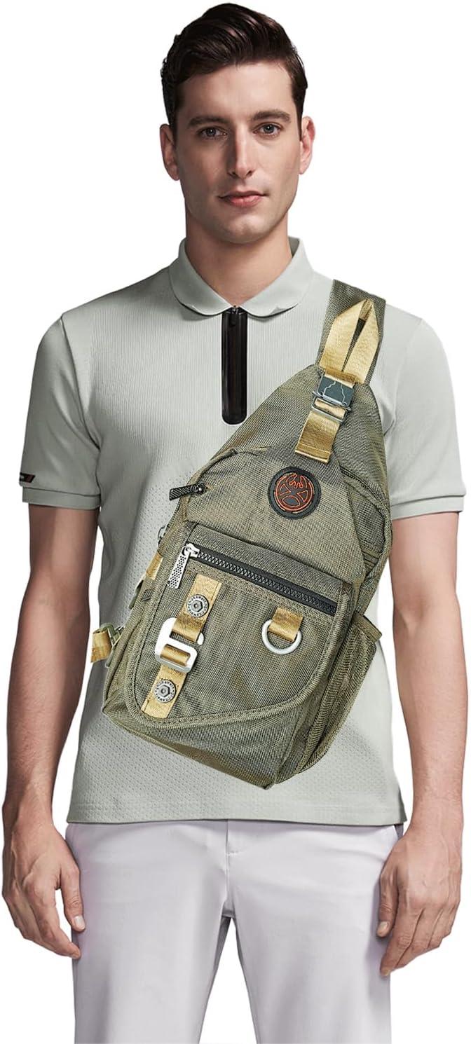 imageSling Backpacks Sling Chest Bags Shoulder Crossbody Bags for Men Women Outdoor Travel Walking Dog Running BagMediumarmy Green