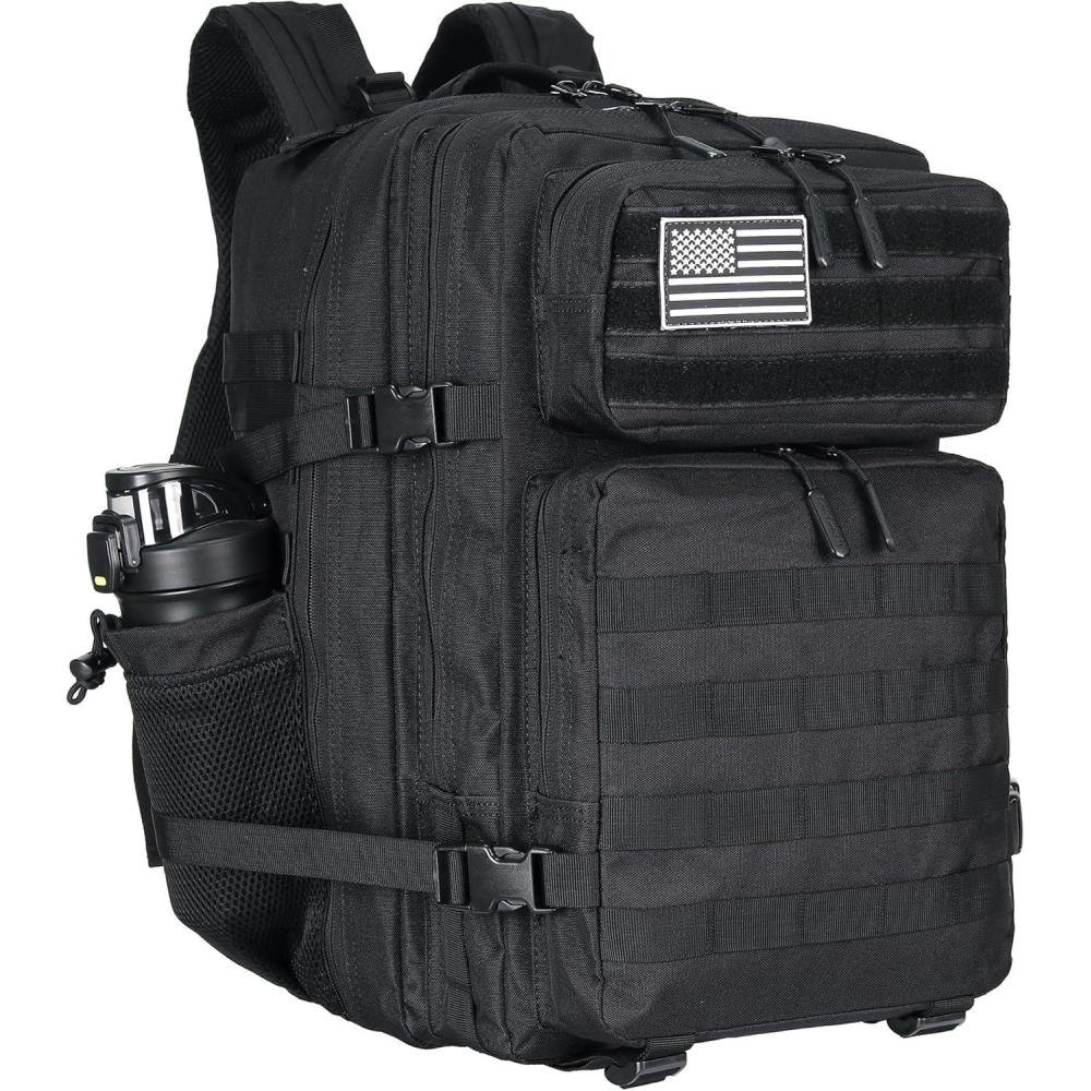 image45L Tactical Assault Backpack 3 day assault pack with Molle Waterproof backpack Rucksack for Tactical Backpacks Red water patternBlack