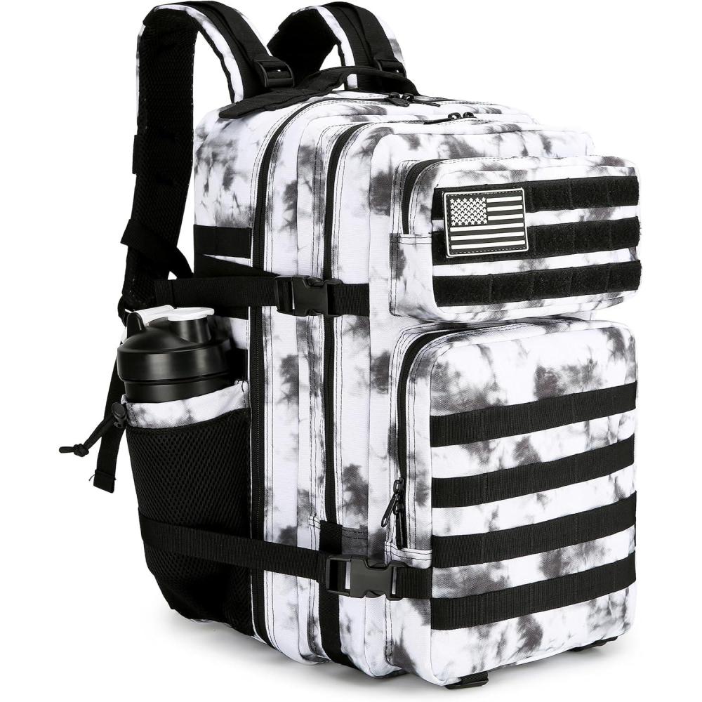 image45L Tactical Assault Backpack 3 day assault pack with Molle Waterproof backpack Rucksack for Tactical Backpacks Red water patternBlackwhite Camo
