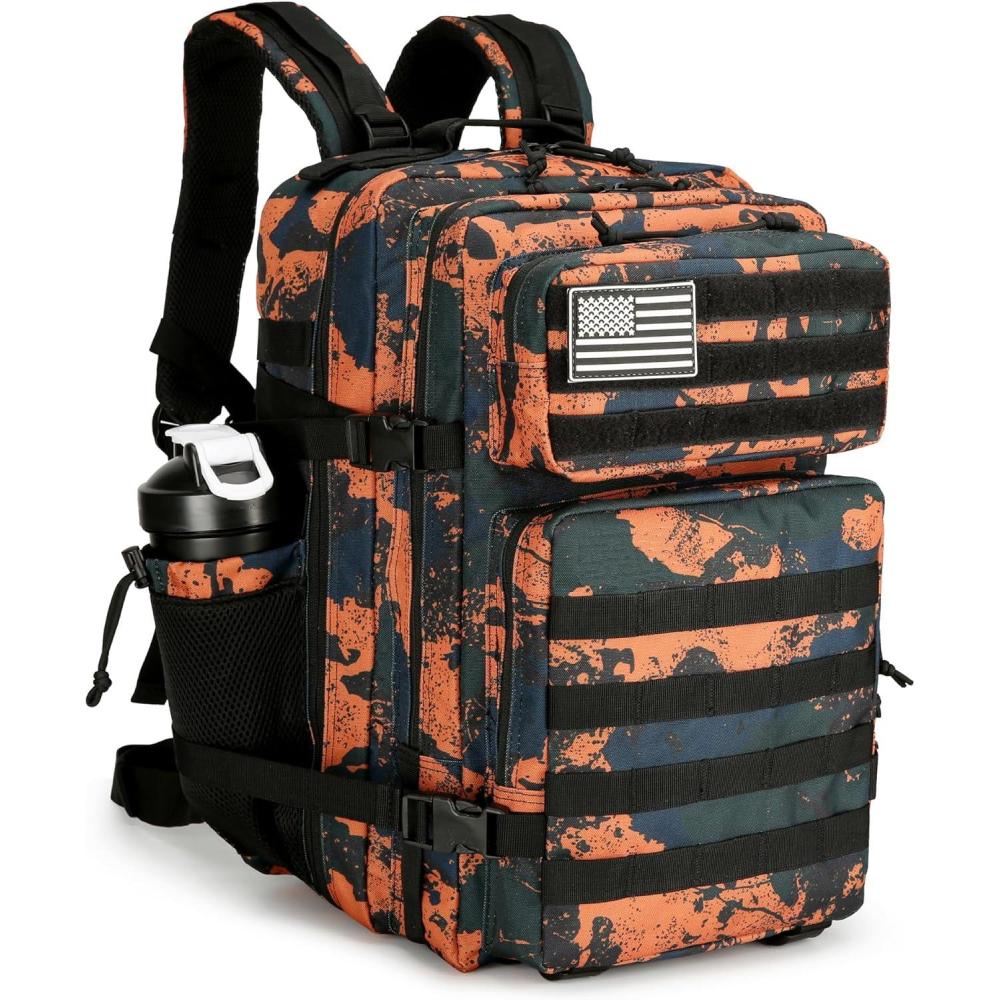 image45L Tactical Assault Backpack 3 day assault pack with Molle Waterproof backpack Rucksack for Tactical Backpacks Red water patternMars Camo