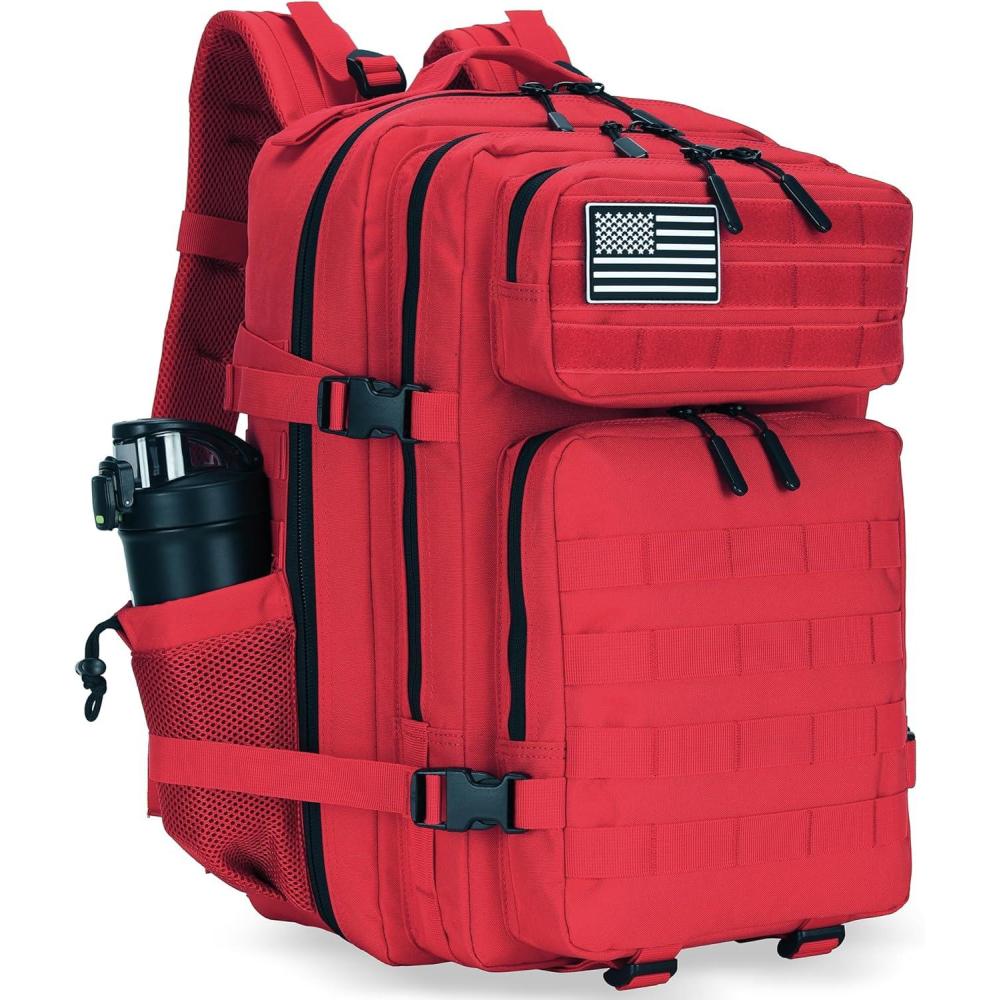 image45L Tactical Assault Backpack 3 day assault pack with Molle Waterproof backpack Rucksack for Tactical Backpacks Red water patternRed