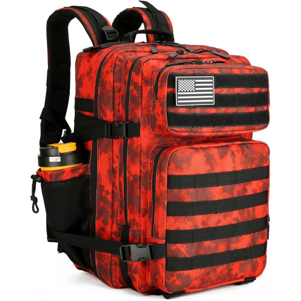 image45L Tactical Assault Backpack 3 day assault pack with Molle Waterproof backpack Rucksack for Tactical Backpacks Red water patternRed Water Pattern