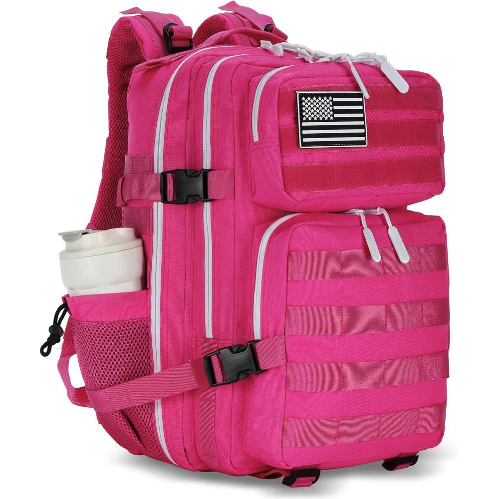 image45L Tactical Assault Backpack 3 day assault pack with Molle Waterproof backpack Rucksack for Tactical Backpacks Red water patternRose Red