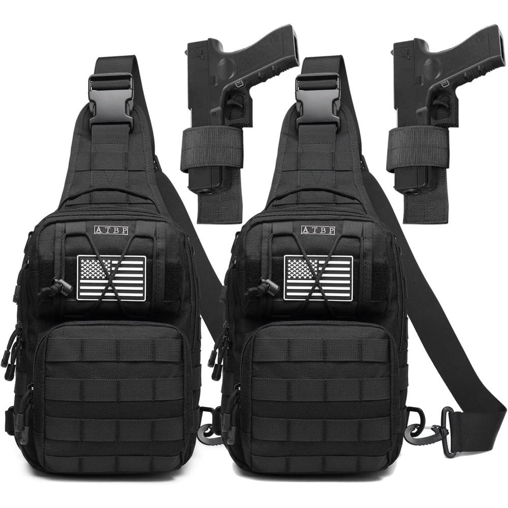 imageATBP Tactical Sling Backpack Bag Pack for Men Military One Strap Shoulder Backpack Crossbody Bag With Holster 10 LitersBlack 2