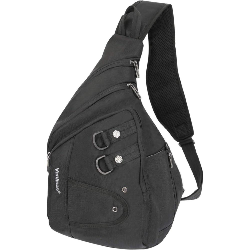 imageCrossbody Sling Bag Backpack for Men amp Women BlackEblack Fits 12 Ipad