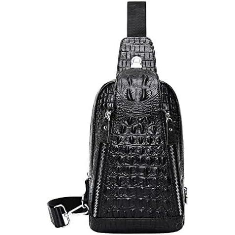 imageLeather Sling Bag Backpack for Men Women Crossbody Shoulder Chest Day Pack Outdoor Travel Camping Tactical Daypack11black