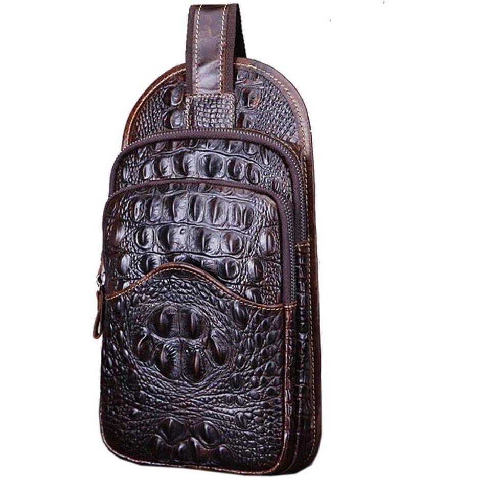imageLeather Sling Bag Backpack for Men Women Crossbody Shoulder Chest Day Pack Outdoor Travel Camping Tactical Daypack12coffee