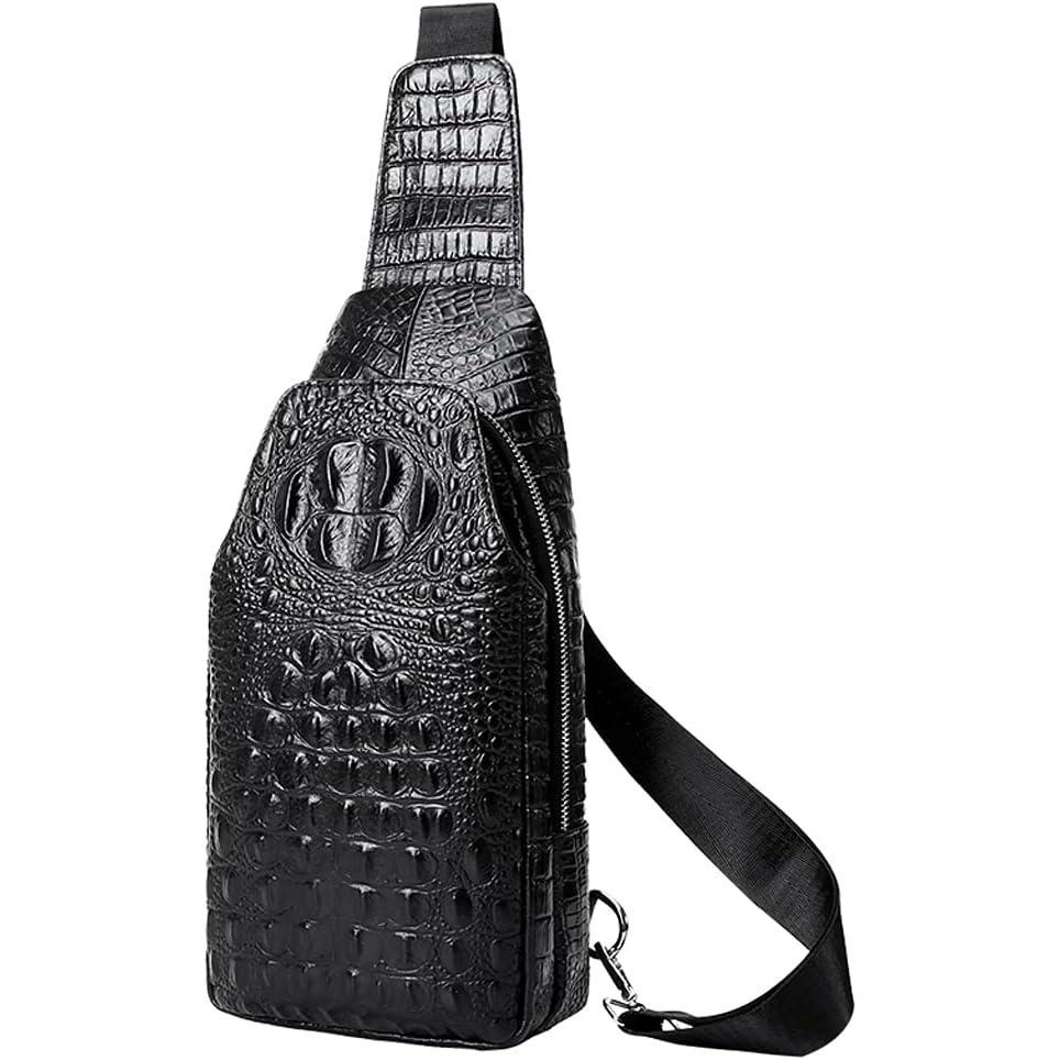 imageLeather Sling Bag Backpack for Men Women Crossbody Shoulder Chest Day Pack Outdoor Travel Camping Tactical Daypack15black