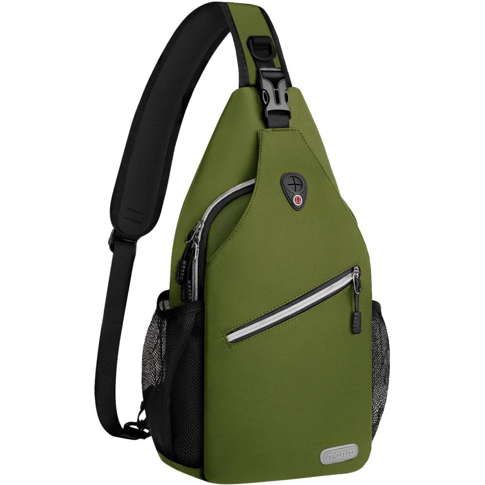 imageMOSISO Sling Backpack Multipurpose Crossbody Shoulder Bag Travel Hiking DaypackArmy Green