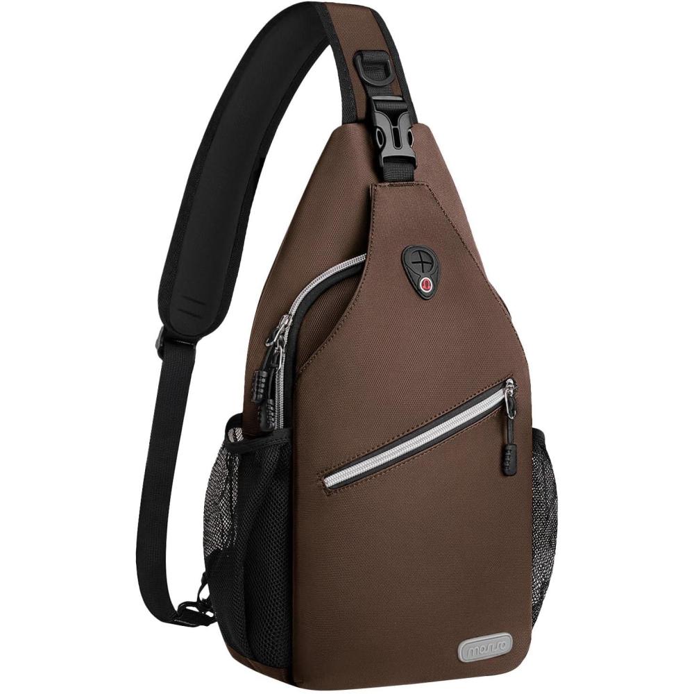 imageMOSISO Sling Backpack Multipurpose Crossbody Shoulder Bag Travel Hiking DaypackCaramel Brown