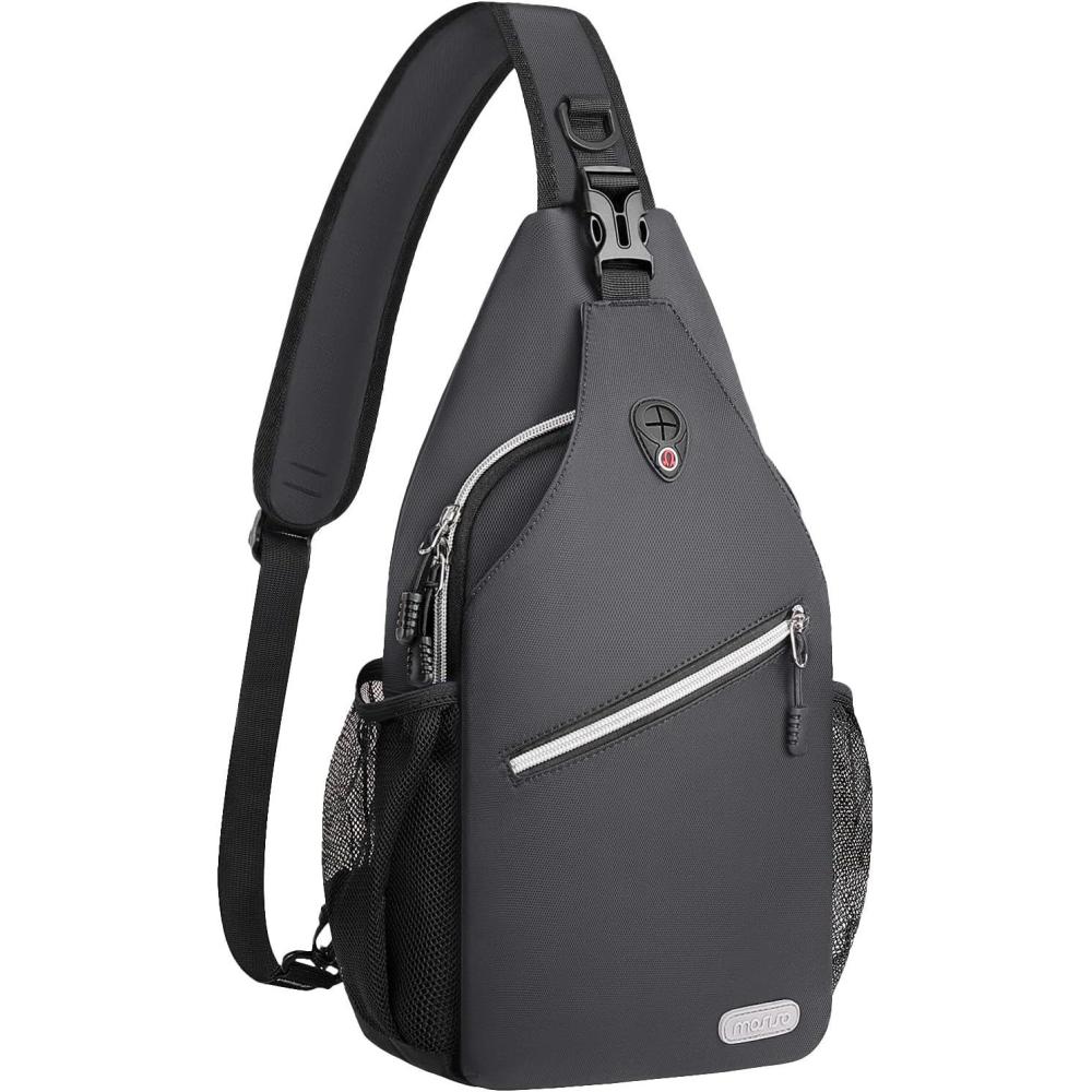 imageMOSISO Sling Backpack Multipurpose Crossbody Shoulder Bag Travel Hiking DaypackSpace Gray