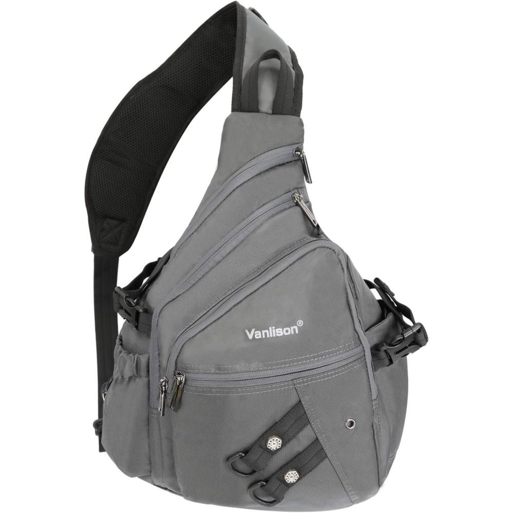 imageSling Backpacks Sling Chest Bags Shoulder Crossbody Bags for Men Women Outdoor Travel Walking Dog Running BagLargegray