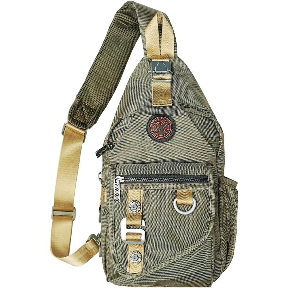 imageSling Backpacks Sling Chest Bags Shoulder Crossbody Bags for Men Women Outdoor Travel Walking Dog Running BagMediumarmy Green