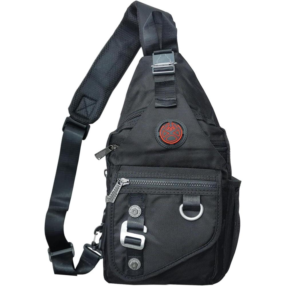 imageSling Backpacks Sling Chest Bags Shoulder Crossbody Bags for Men Women Outdoor Travel Walking Dog Running BagMediumblack