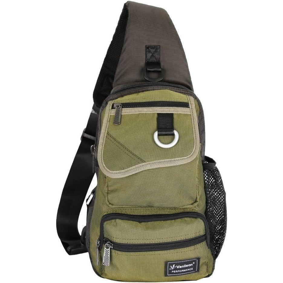 imageSling Bag Chest Shoulder Backpack Crossbody Multipurpose Daypack For Men Women BlackArmy Green