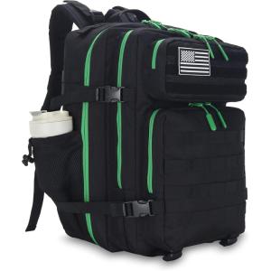 45L Tactical Assault Backpack 3 day assault pack with Molle Waterproof backpack Rucksack for Tactical Backpacks (Red water pattern)(Back Green)