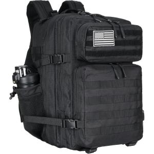 45L Tactical Assault Backpack 3 day assault pack with Molle Waterproof backpack Rucksack for Tactical Backpacks (Red water pattern)(Black)