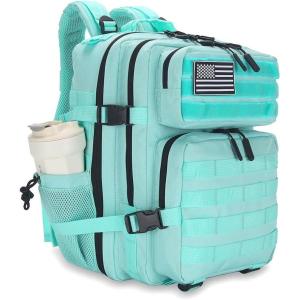 45L Tactical Assault Backpack 3 day assault pack with Molle Waterproof backpack Rucksack for Tactical Backpacks (Red water pattern)(Mint Green)