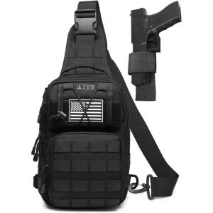 ATBP Tactical Sling Backpack Bag Pack for Men Military One Strap Shoulder Backpack Crossbody Bag With Holster 10 Liters(Black)