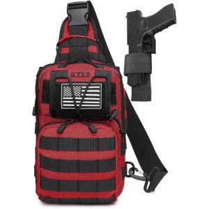 ATBP Tactical Sling Backpack Bag Pack for Men Military One Strap Shoulder Backpack Crossbody Bag With Holster 10 Liters(Red)