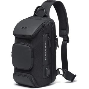 BANGE Anti theft Sling Backpack with Lock, Men’s Sling Bag for Men, Shoulder Crossbody Backpack with USB Charging Port for Men and Women(Black)