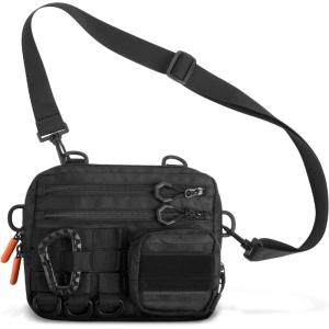 Fitdom Black Small Tactical Messenger Bag For Men. This EDC Has Multiple Ways to Carry as Sling, Shoulder, Crossbody, Waist.(Black)