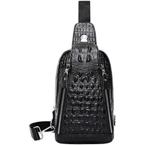 Leather Sling Bag Backpack for Men Women Crossbody Shoulder Chest Day Pack Outdoor Travel Camping Tactical Daypack(#11black)