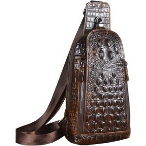 Leather Sling Bag Backpack for Men Women Crossbody Shoulder Chest Day Pack Outdoor Travel Camping Tactical Daypack(#11coffee)