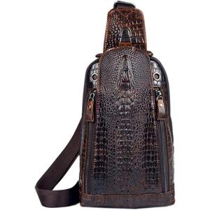 Leather Sling Bag Backpack for Men Women Crossbody Shoulder Chest Day Pack Outdoor Travel Camping Tactical Daypack(#13coffee)