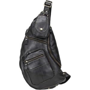 Leather Sling Bag Backpack for Men Women Crossbody Shoulder Chest Day Pack Outdoor Travel Camping Tactical Daypack(#28black)
