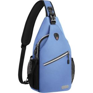 MOSISO Sling Backpack, Multipurpose Crossbody Shoulder Bag Travel Hiking Daypack(Airy Blue)