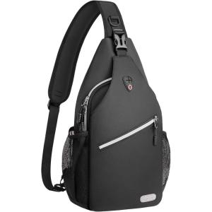 MOSISO Sling Backpack, Multipurpose Crossbody Shoulder Bag Travel Hiking Daypack(Black)