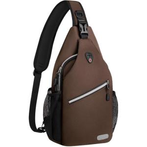 MOSISO Sling Backpack, Multipurpose Crossbody Shoulder Bag Travel Hiking Daypack(Caramel Brown)