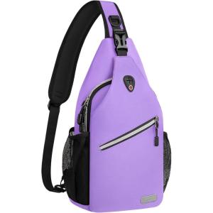 MOSISO Sling Backpack, Multipurpose Crossbody Shoulder Bag Travel Hiking Daypack(Light Purple)