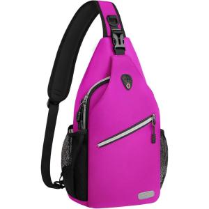 MOSISO Sling Backpack, Multipurpose Crossbody Shoulder Bag Travel Hiking Daypack(Rose Red)