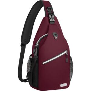 MOSISO Sling Backpack, Multipurpose Crossbody Shoulder Bag Travel Hiking Daypack(Wine Red)