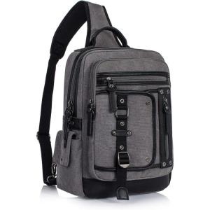 Schkleier Messenger Bag for Men Canvas Sling Bag Crossbody Backpack Laptop Shoulder Bag Hiking Daypacks Casual Tactical(Grey)