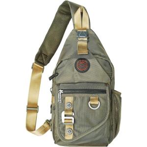 Sling Backpacks, Sling Chest Bags Shoulder Crossbody Bags for Men Women Outdoor Travel Walking Dog Running Bag(Medium-army Green)