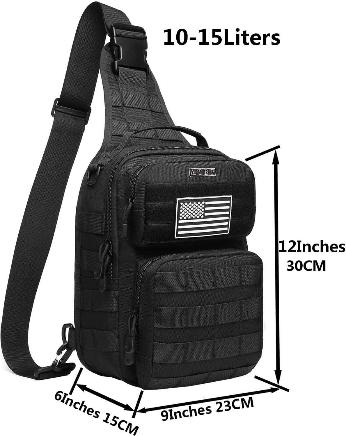 imageATBP Tactical Sling Backpack With Holster Military Crossbody Bag for Men Single Shoulder Back Pack 10LBlack